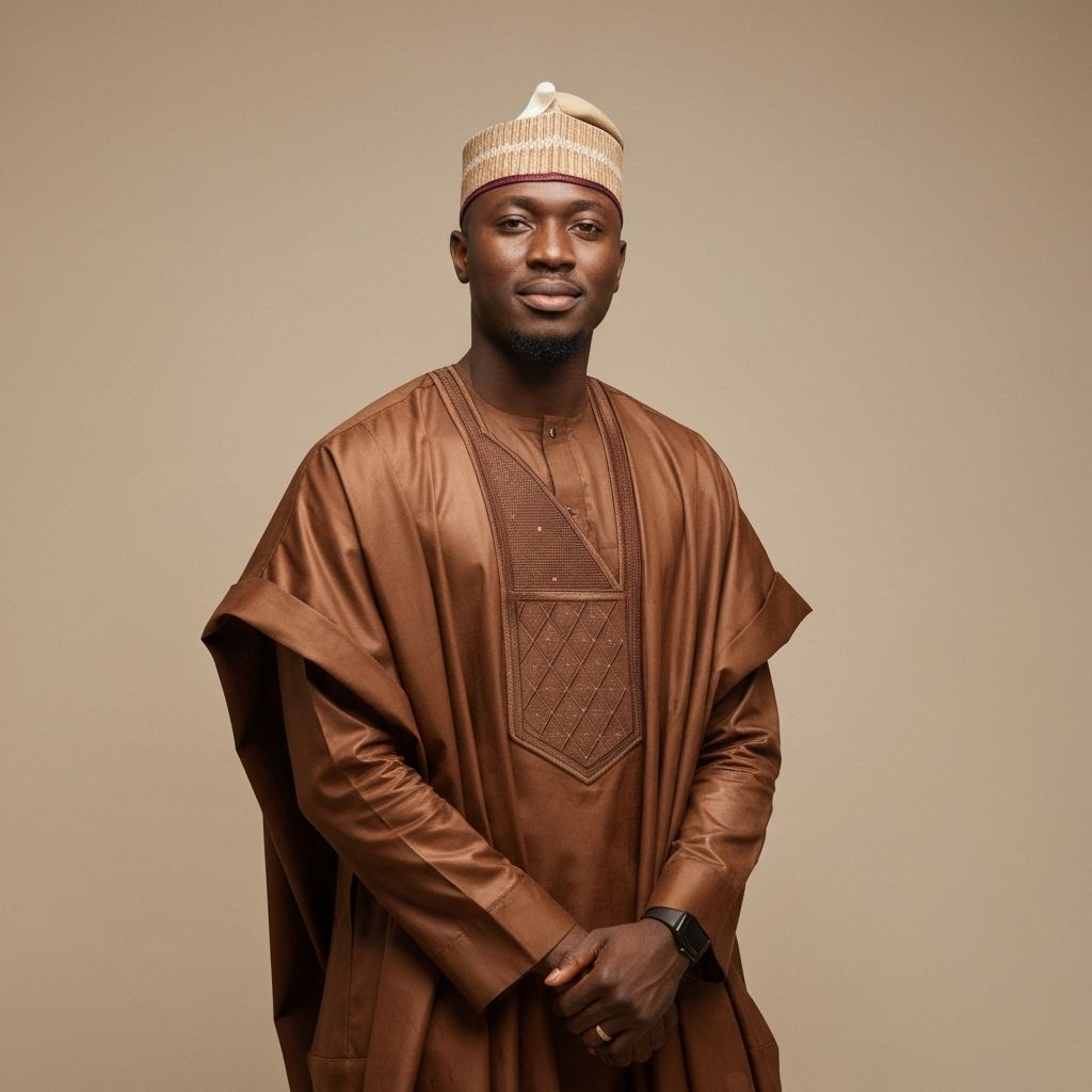 Brown Kaftan with Beige Cap