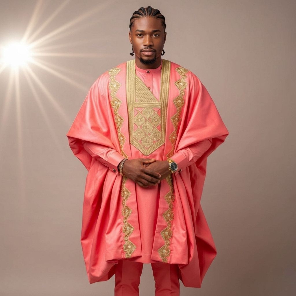 Coral Pink Agbada Set