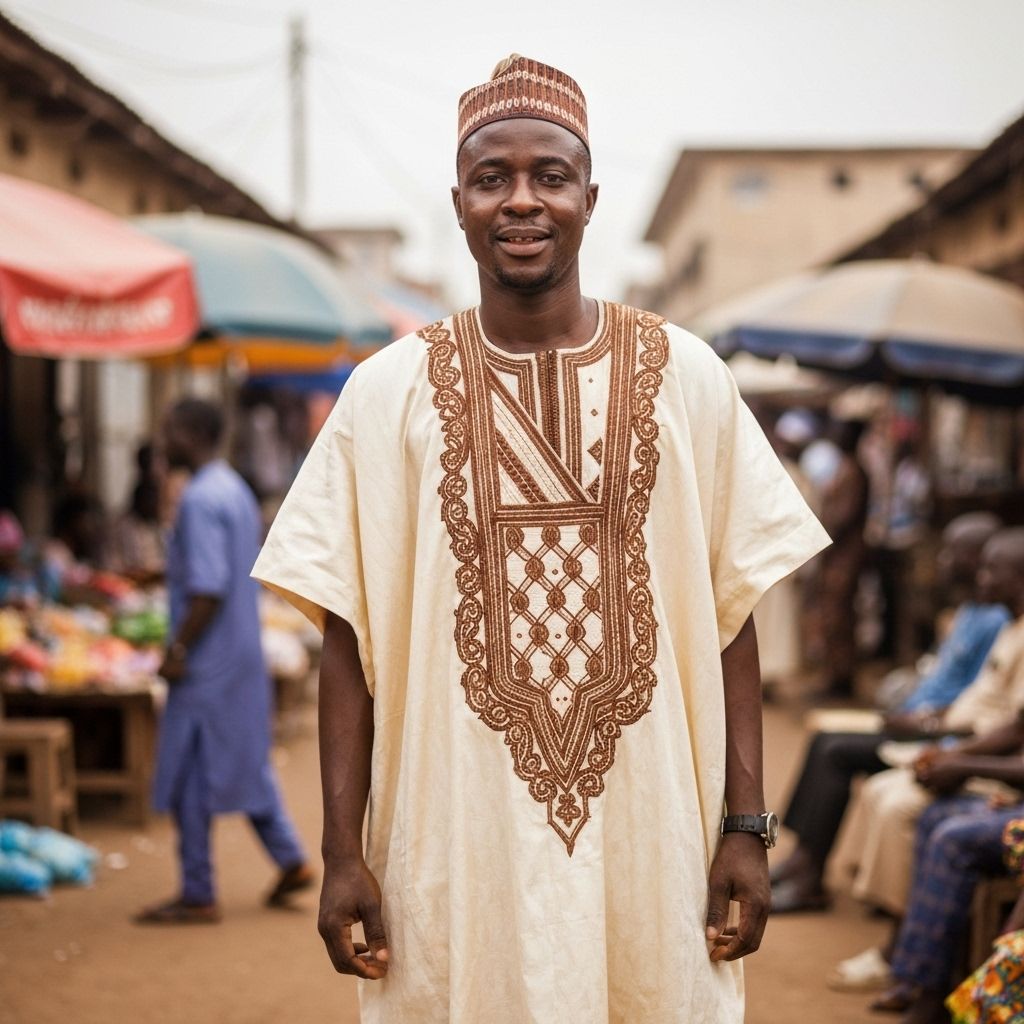 Kaftan - Cream with Brown Embroidery